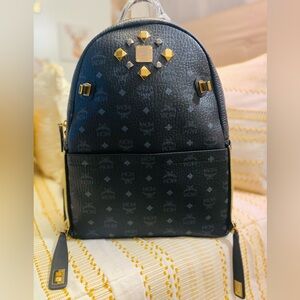 MCM Visetos Studded Small Dual Stark Backpack Black